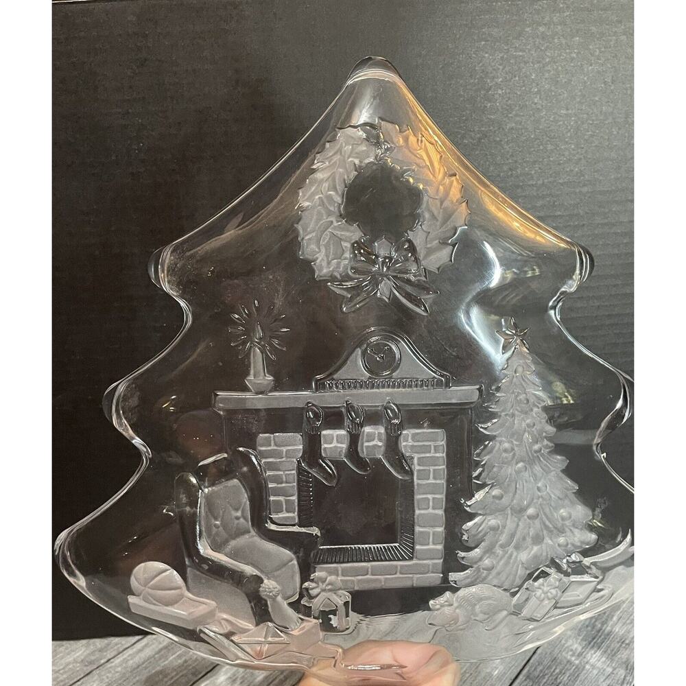 Vtg Mikasa Crystal Holiday Classic 13.5" Christmas Tree Shaped‎ Serving Platter - Picture 3 of 4